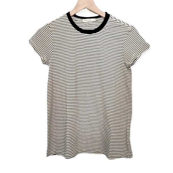 Marine Layer Black & White Stripe T-Shirt Size XS Supima Cotton Modal - Picture 1 of 4